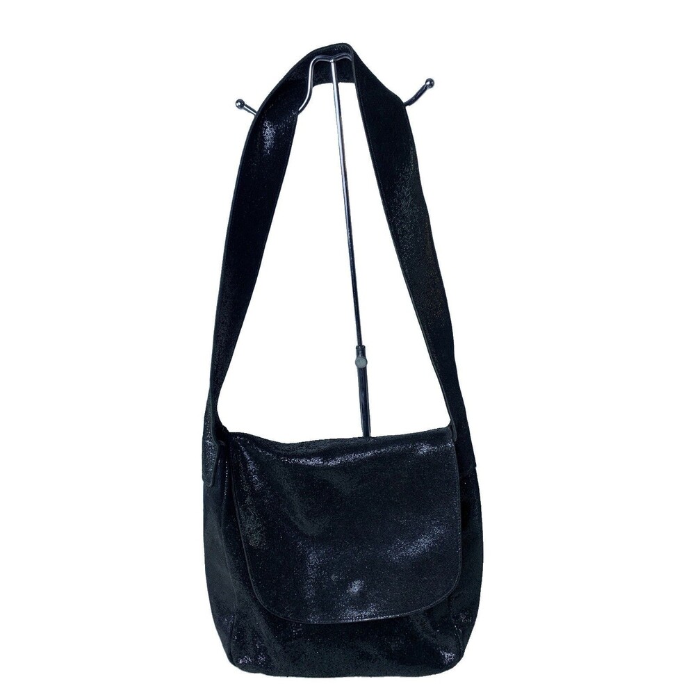 La Dolce Vita Italy Crossbody Shoulder Messenger Bag Handbag Purse Black VTG